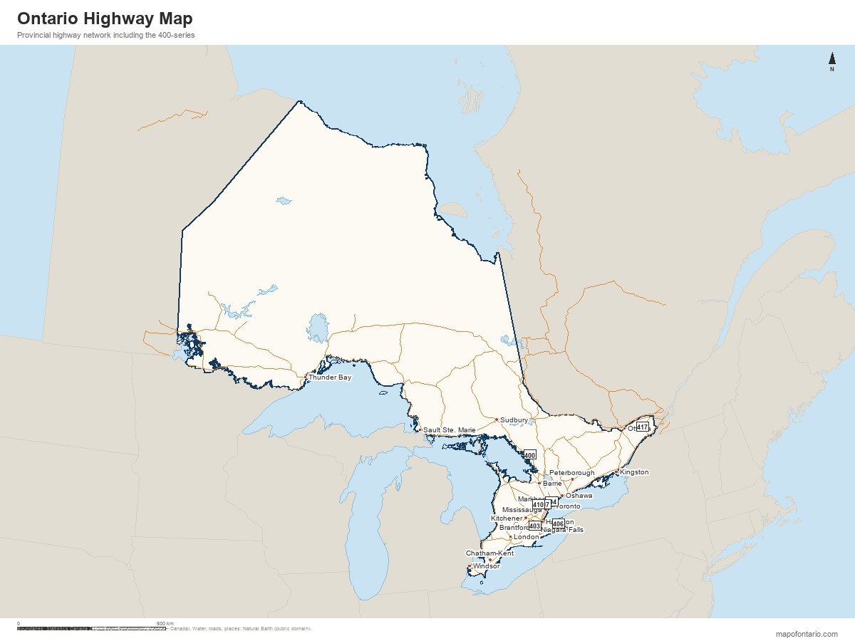 Ontario highway network map